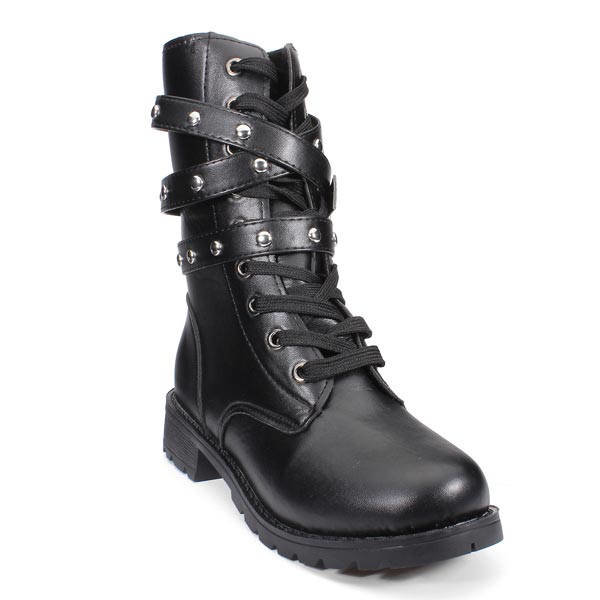 Millésime dentelle noire jusqu'à rivet décorer femmes bottes courtes